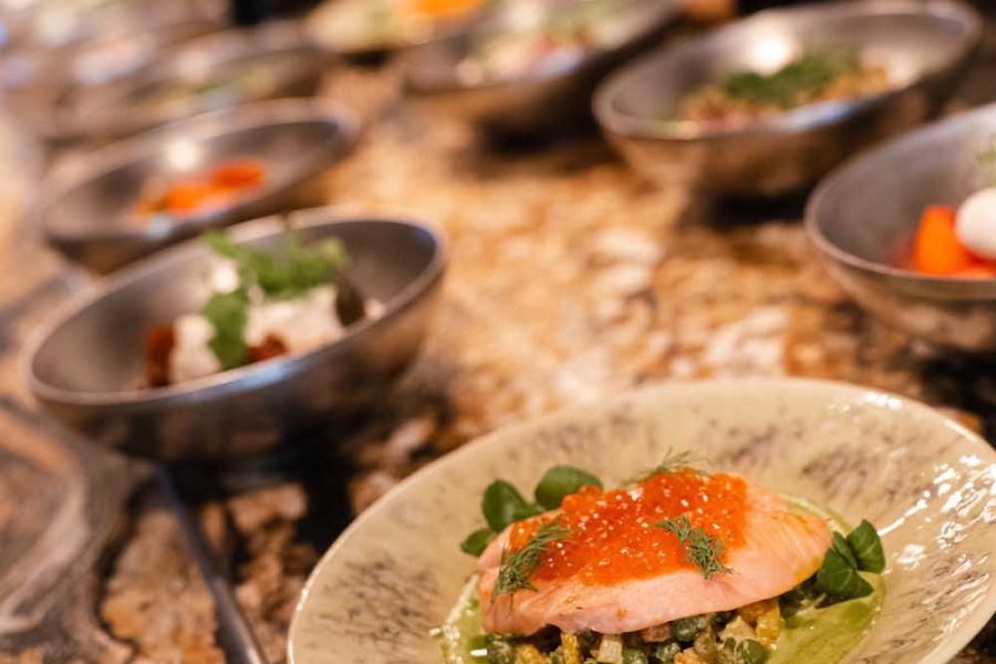 assiette de saumon sur le comptoir la petite cuisine