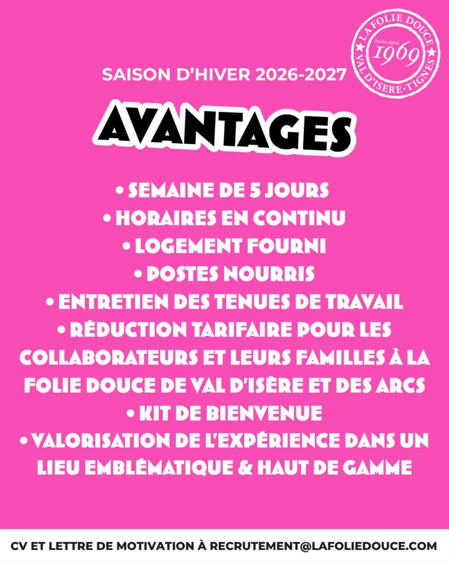 Recrutement folie Douce postes restaurants