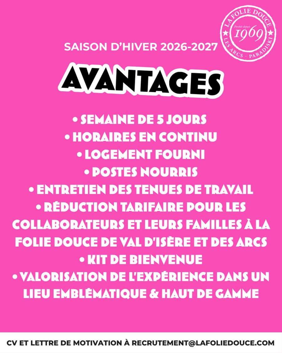 Recrutement folie Douce postes restaurants