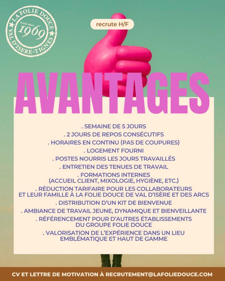 Recrutement folie Douce postes restaurants